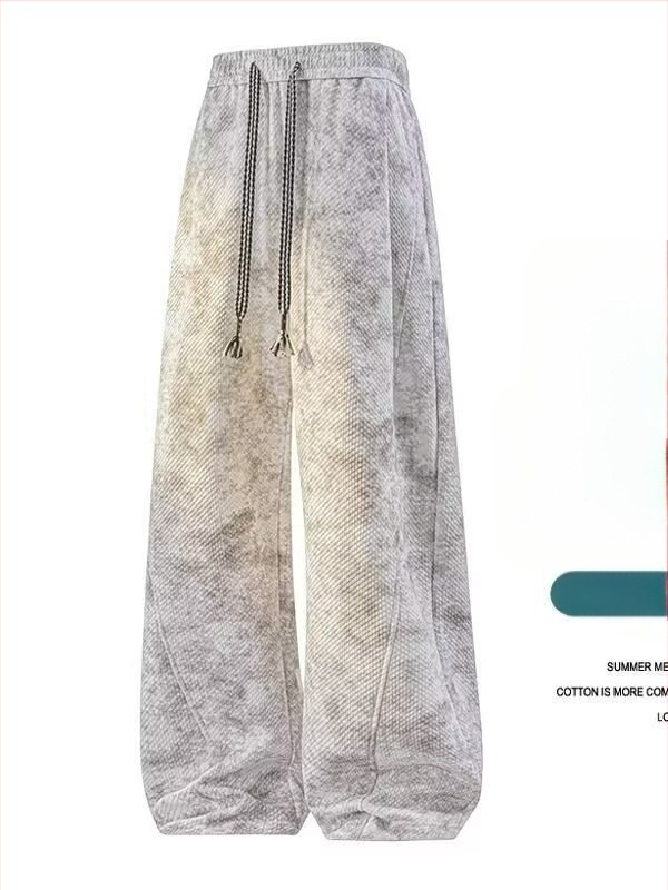 Ανδρικά παντελόνια σπορ casual, ίσια γραμμή, μακριά, μεσαία μέση, με κορδόνι, φλις ύφασμα (πολυεστέρας 90%), άνοιξη-φθινόπωρο