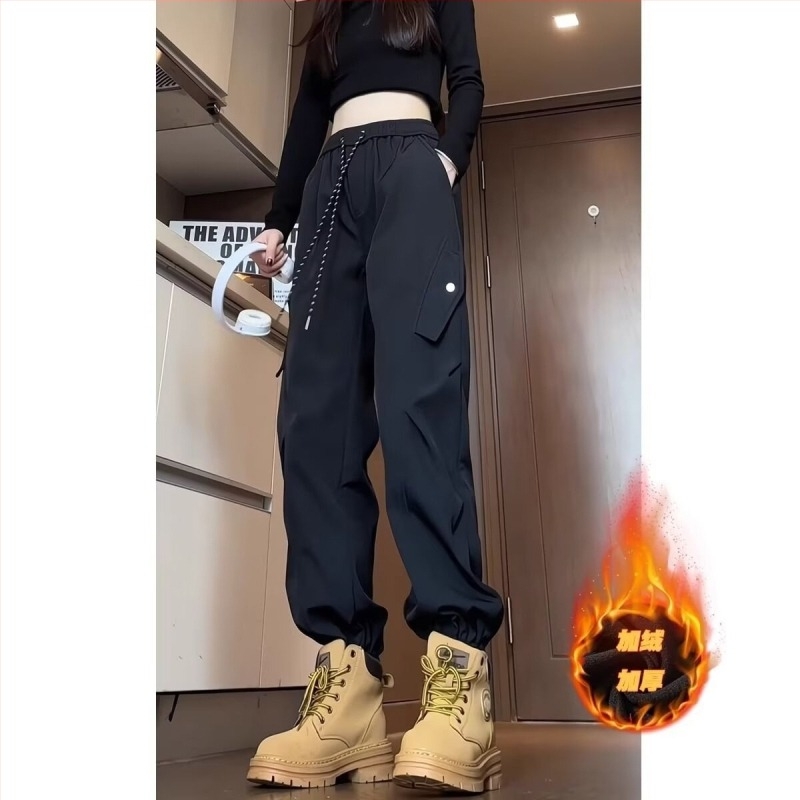 Ανδρικά cargo παντελόνια, ίσια γραμμή, αδιάβροχα, ανθεκτικά στον άνεμο, με επένδυση φλίς, 100% πολυεστέρας