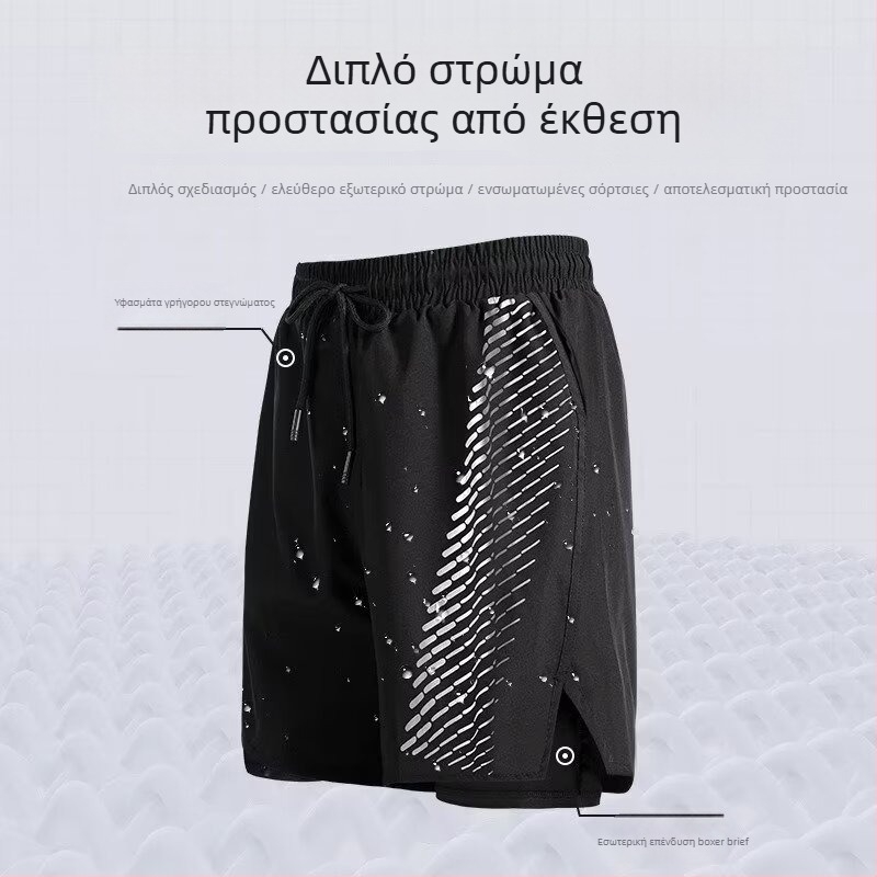Ανδρικά ελαφριά, γρήγορα στεγνωμένα αθλητικά σορτς, φαρδιά γραμμή, πολυεστέρας, καλοκαίρι