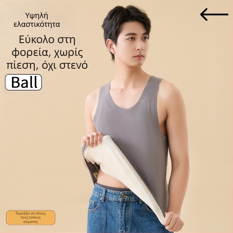 Ανδρικό θερμικό γιλέκο με αυτοθέρμανση – βασικό στρώμα, πολυεστερικό ύφασμα, στρογγυλός λαιμός, τύπος πουλόβερ