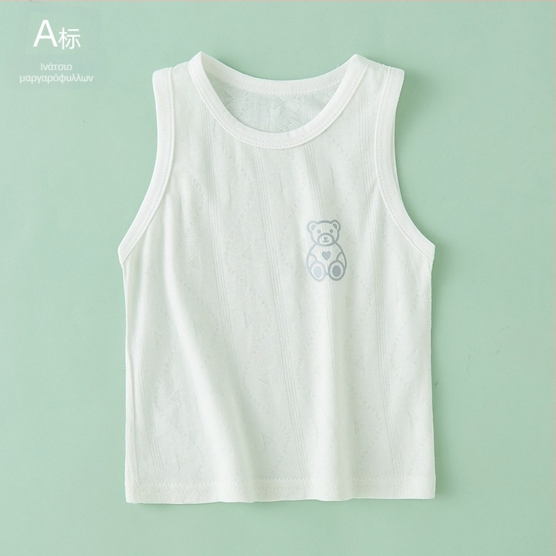 Παιδικό γιλέκο χωρίς μανίκια, ελαφρύ καλοκαιρινό πλεκτό, στρογγυλή λαιμόκοψη, Lyocell 59.6% βαμβακερή μείξη, για ηλικίες 1–3 ετών