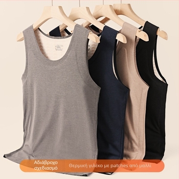 Ζεστό γιλέκο βάσης για άνδρες, με φλις επένδυση, χωρίς ραφές, τριών στρώσεων πολυεστέρα