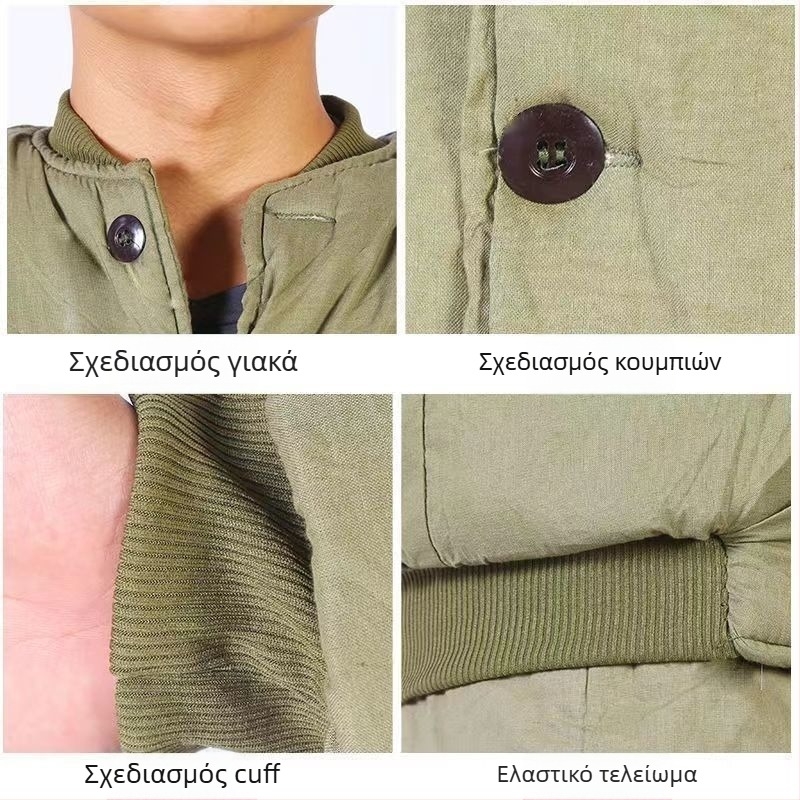 Μπουφάν από βαμβάκι με επένδυση — παλιό στυλ, 95% καθαρό βαμβάκι, ανδρικό ένδυμα, άνοιξη 2025