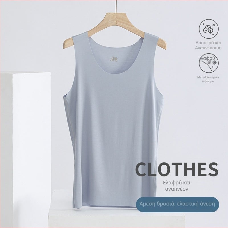 Αντρικό γιλέκο καλοκαιρινό από Modal, φαρδιές ώμοι, crewneck, 80-90% Modal, μέτριο πάχος 161-180 g/m2