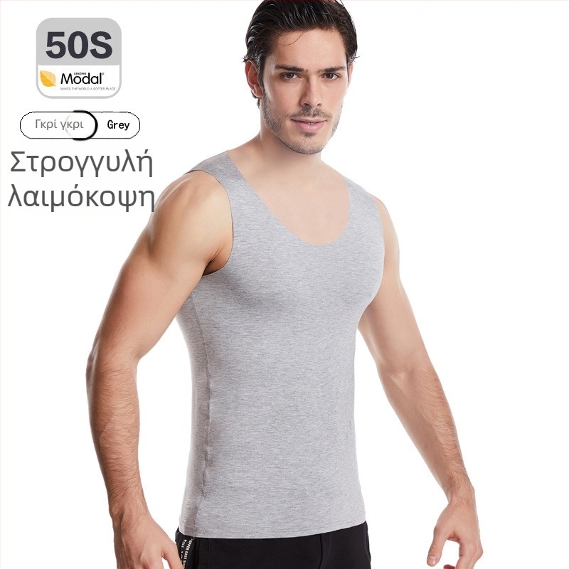 Ανδρικό τοπ από Modal χωρίς ραφές, με ευρείς ώμους, στρογγυλό λαιμό, μεσαίου πάχους 161–180 g/m², καλοκαίρι