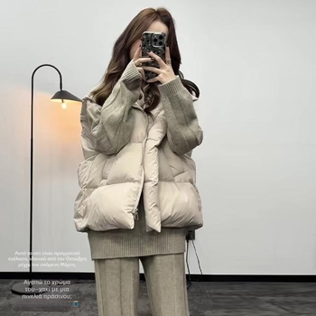 Γυναικείο γιλέκο με γέμισμα Down Cotton, Chenille ύφασμα, Βασικό υλικό: Spandex 90–95%, Κανονικό μήκος 50–65 cm