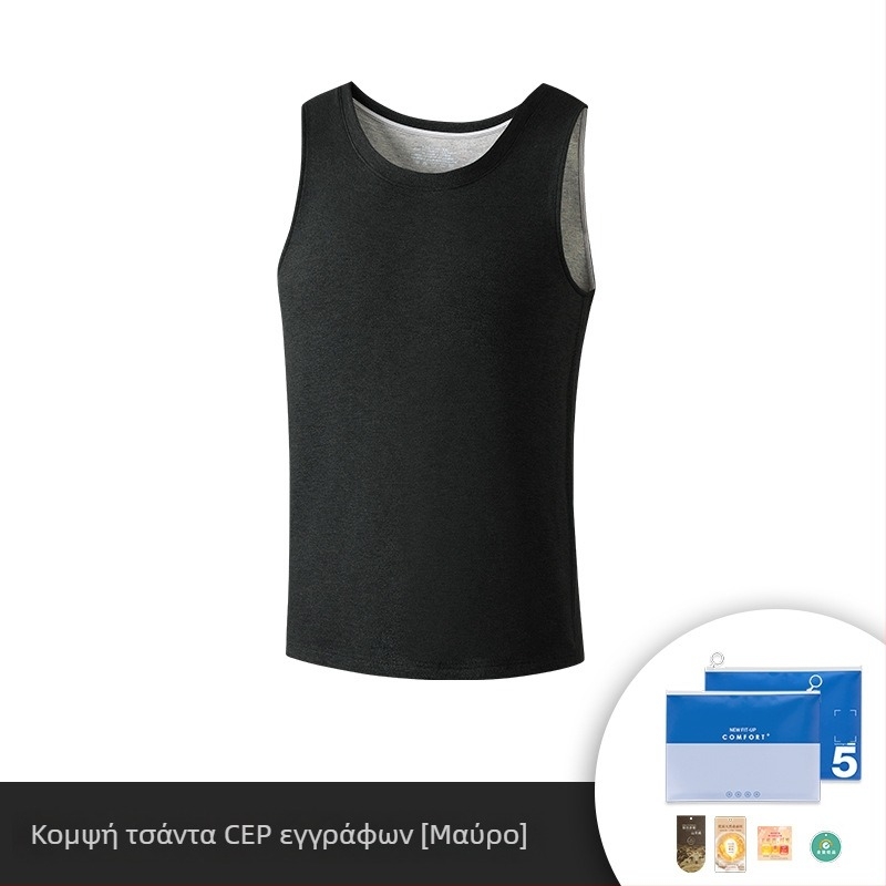 Ανδρικό θερμικό γιλέκο από βισκόζη, με επένδυση φλίς, διπλό στρώμα, στρογγυλός λαιμός, βελούδινη υφή