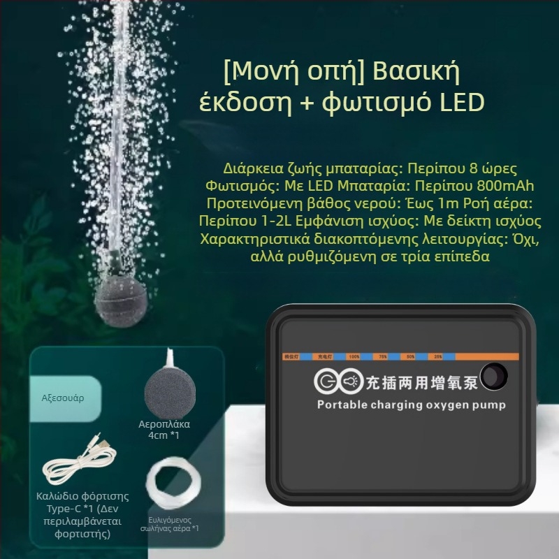USB Φορητή Αντλία Οξυγόνου με LED Φως για το Ψάρεμα (Μη εισαγόμενο · Άλλος Προορισμός Αγοράς · Διασυνοριακή Εξαγωγή: Ναι)