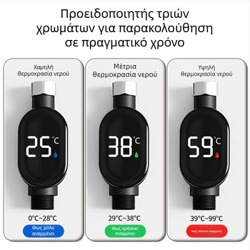 Θερμόμετρο ντους με LED οθόνη θερμοκρασίας, έξυπνο αφής οθόνης, ψηφιακή ανάγνωση θερμοκρασίας, ανάλυση 1 βαθμού, διαθέσιμη παραμετροποίηση