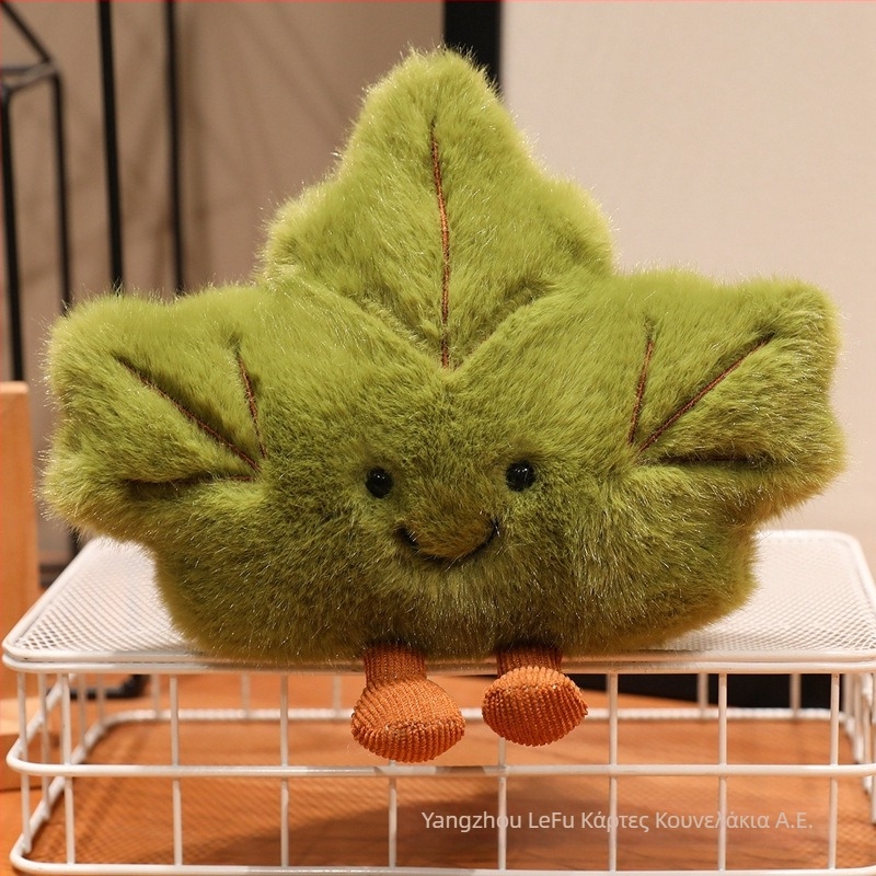 Λούτρινο φύλλο — φύλλα σφενδάμου και γίνγκο, Lefu Rabbit, γέμισμα PP βαμβάκι, υπέρ-μαλακό κοντό βελούδι, ιδιωτική ετικέτα με λογότυπο