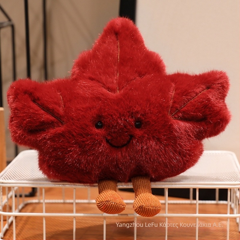 Λούτρινο φύλλο — φύλλα σφενδάμου και γίνγκο, Lefu Rabbit, γέμισμα PP βαμβάκι, υπέρ-μαλακό κοντό βελούδι, ιδιωτική ετικέτα με λογότυπο