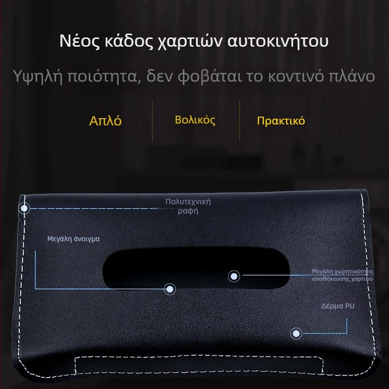 Guowei Δερμάτινο κουτί χαρτοπετσέτας αυτοκινήτου για ηλιοπροστασία, υποβραχιόνιο και ταμπλό – προσαρμόσιμο εσωτερικό αξεσουάρ