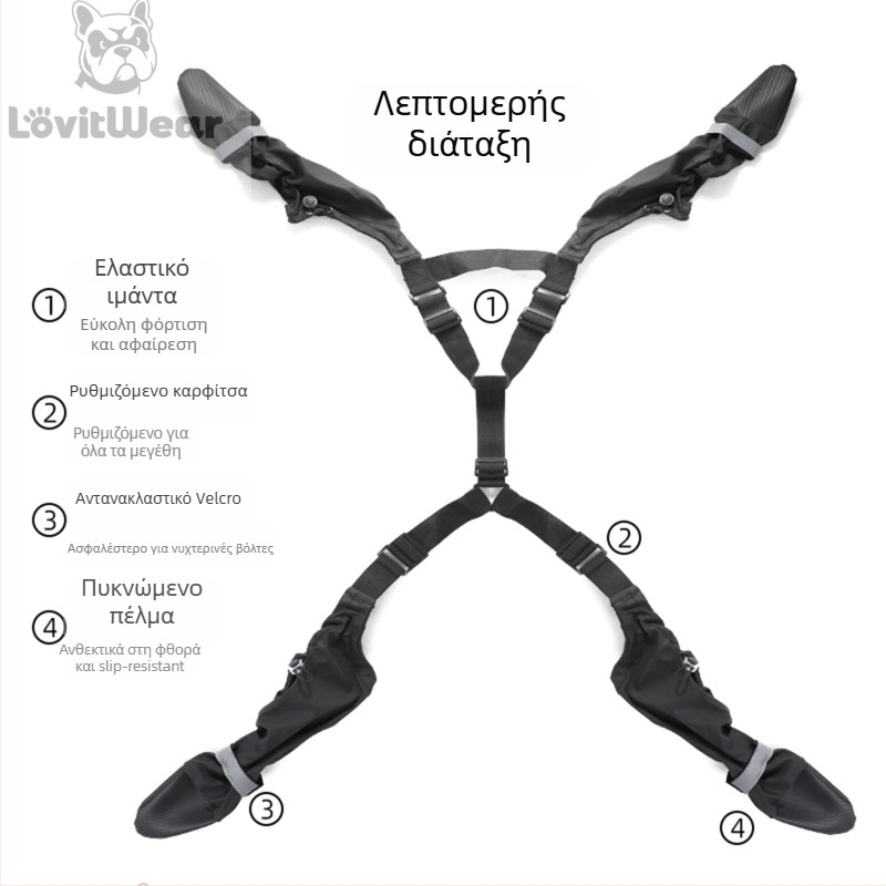 Παπούτσια για σκύλους Lovitwear – Πολυεστερικά, Αδιάβροχα, Αντιολισθητικά και Ανθεκτικά στη Φθορά (Polyester; Lovitwear; Shoes; Waterproof; Anti-slip)