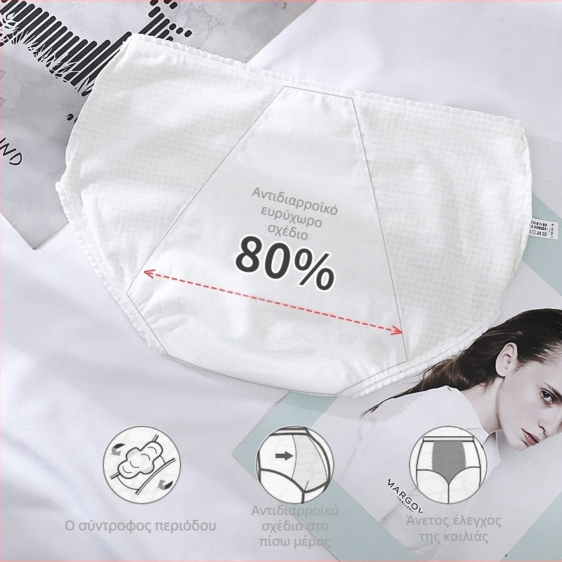 Γυναικείο εσώρουχο περιόδου με μέση ζώνη, 95% βαμβάκι, επένδυση 100% βαμβάκι, καρό σχέδιο, προστασία από διαρροές