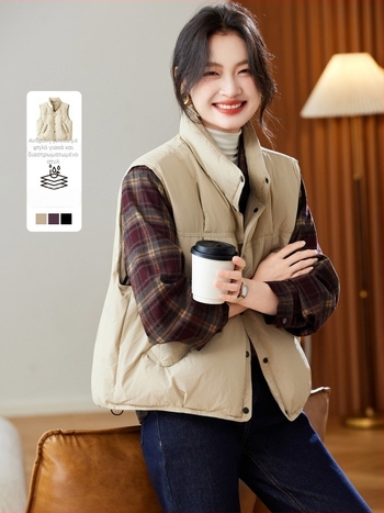 Γιλέκο από πούπουλα πάπιας, στάσιμος γιακάς, νάιλον ύφασμα, 86–90% Down, άνετη αστική γραμμή