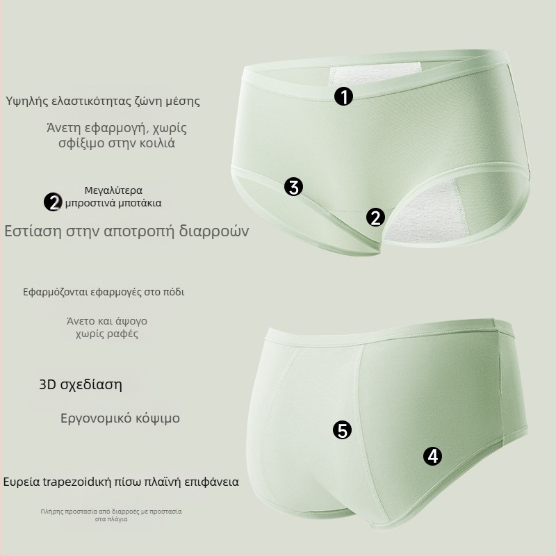 Γυναικείο βαμβακερό εσώρουχο περιόδου με αντιβακτηριακή προστασία – μεσαία μέση, βασικό ύφασμα 95% βαμβάκι, επένδυση καβάλου 100% βαμβάκι, μονόχρωμο σχέδιο, διαπνέον