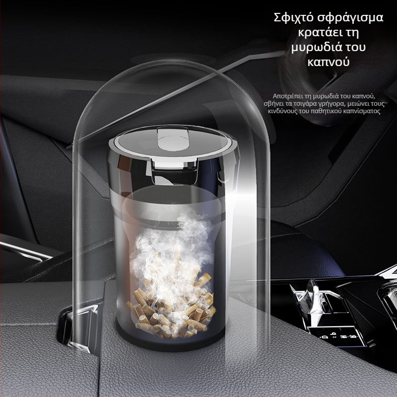 Αυτοκινητό καπνοθήκη με LED νυχτερινό φως και ανυψούμενο καπάκι, φλογοανθεκτικό κεραμική εσωτερική επένδυση (Μοντέλο: Y17 • Μάρκα: sanpai • Υλικό: ABS με κεραμική εσωτερική επένδυση • Βάρος: 254 g • Διαδικασία παραγωγής: χύτευση)