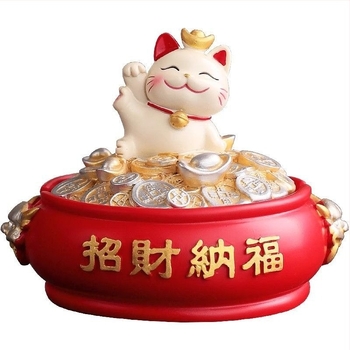 Τασάκι από ρητίνη με Μανεκίνε-Νέκο, με καπάκι, διακοσμητικό χαραγμένο για σπίτι και γραφείο, κωδικός y1120, κατασκευασμένο στην Κίνα, εξαγωγική αποκλειστικότητα διασυνοριακού εμπορίου