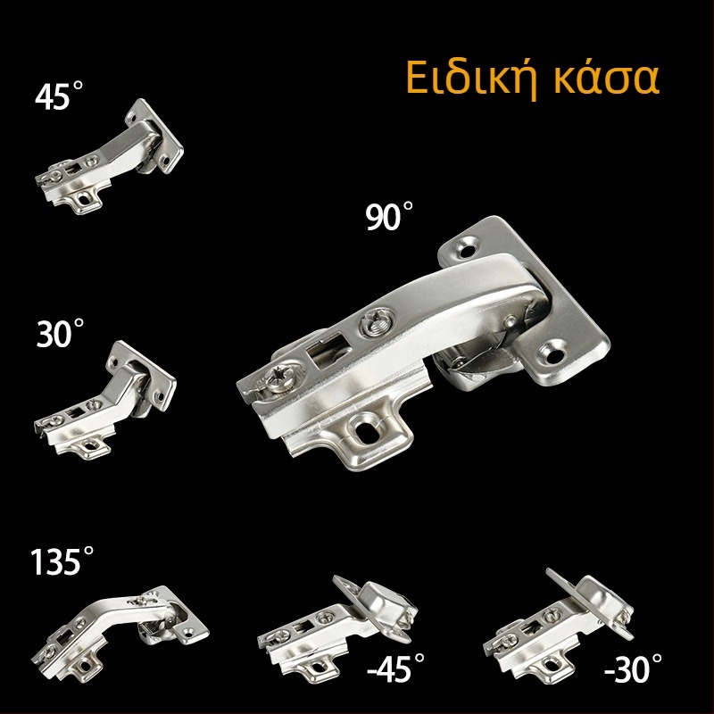 Άρθρωση πόρτας ντουλάπας με ειδικό γωνιακό σχέδιο, μοντέλο LRH30/45/90, χάλυβας ψυχρής έλασης, λαμπερή επίστρωση νικελίου, Longrun