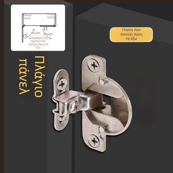 Μεντεσές πόρτας για ντουλάπες με εσωτερική ώθηση, κράμα ψευδάργύρου, επίχρωμιον νικέλιο