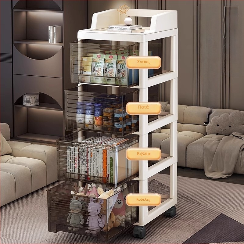 Αποθηκευτικός Ντουλάπι με Έξι Επιπέδων Συρτάρια, Μετακινούμενο, Σταθερό στο Δάπεδο, Πλαστικό