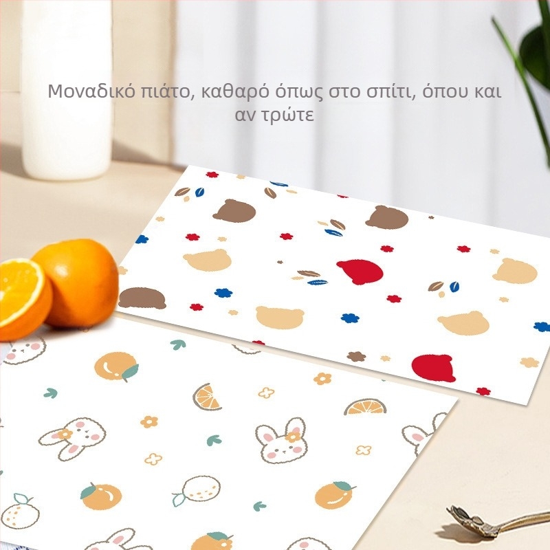 Χαρτινή υποπόστρωση τραπεζιού μιας χρήσης για βρέφη και παιδιά; αντι-βρωμιά και αντοχή στα λίπη; δυνατότητα προσαρμογής
