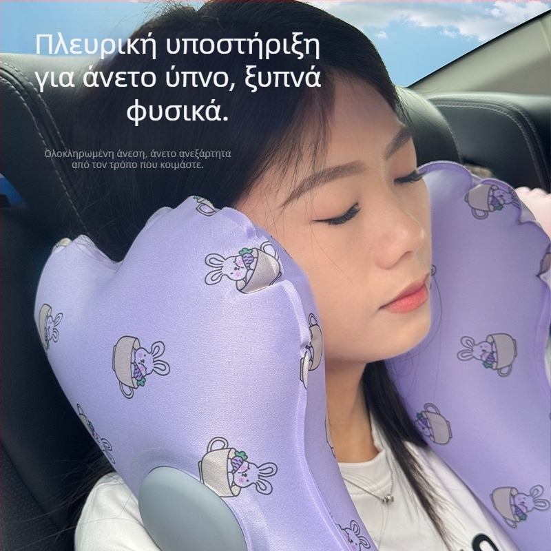 Παιδικό μαξιλαράκι αυτοκινήτου για ύπνο - φορητό φουσκωτό προσκέφαλο, TPU υλικό, κατάλληλο για όλες τις εποχές, γλυκό στυλ, καθολική συμβατότητα
