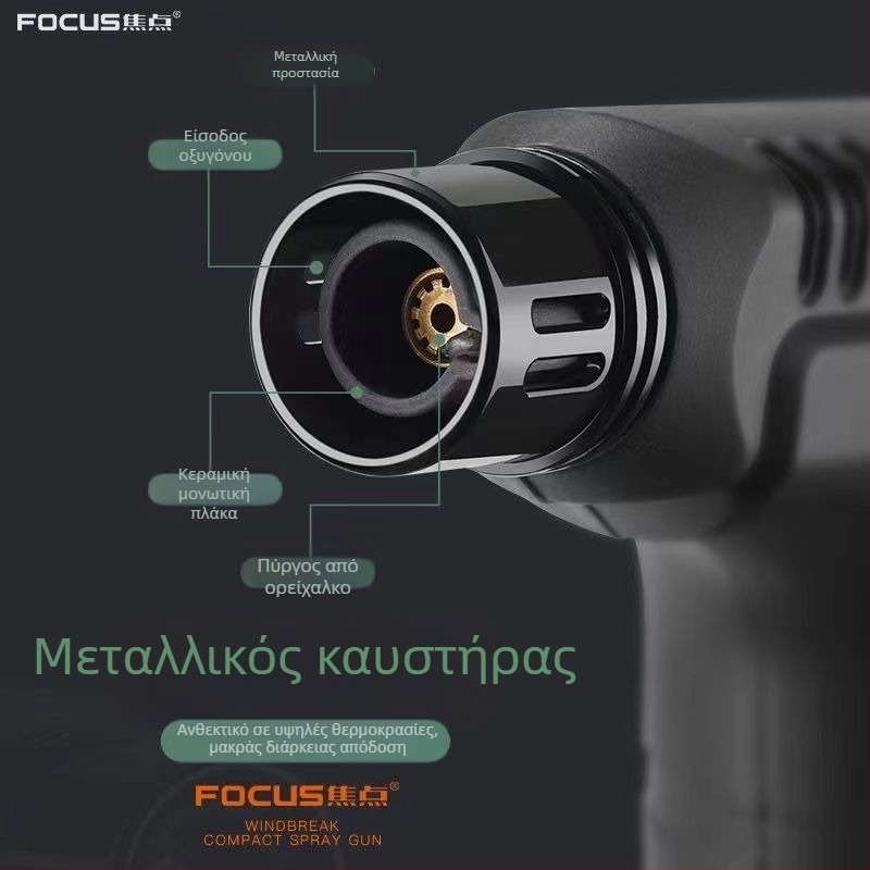 Φλογιστρο για μοξιβουσία και πούρα, ανθεκτικό στον άνεμο, επαναφορτιζόμενο με βουτάνιο, πλαστικό σώμα, συμβατό με αρωματοθεραπεία