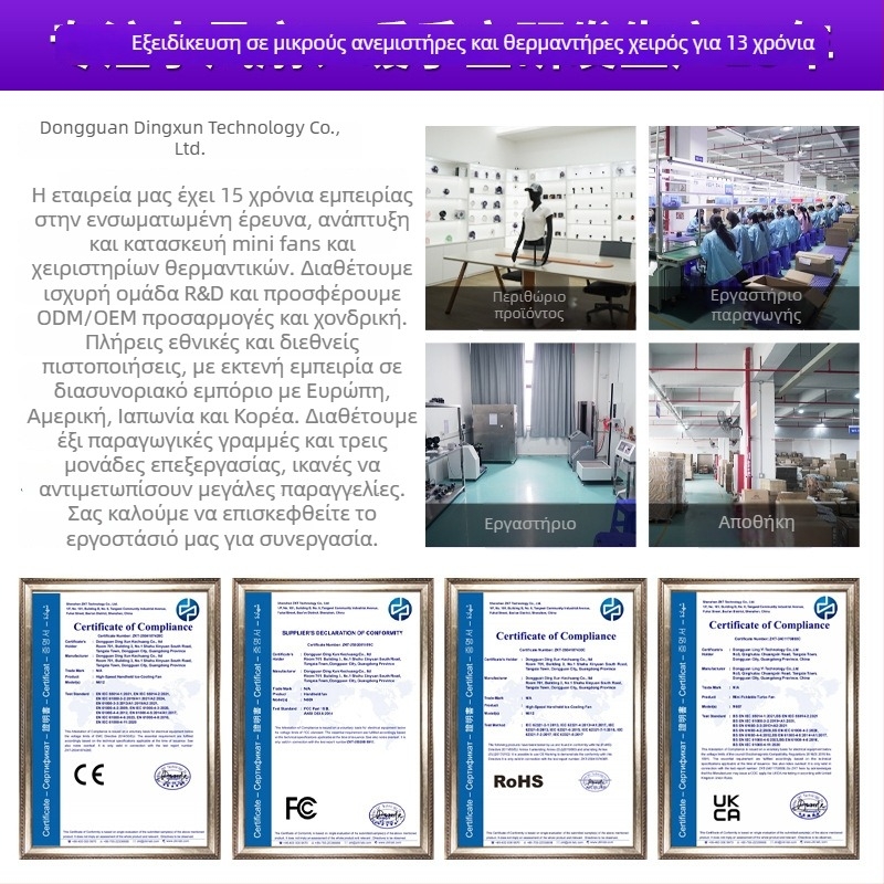 Φορητός αναδιπλούμενος ανεμιστήρας USB με ενσωματωμένη μπαταρία, κινητήρας χωρίς ψήκτρες, 6 λεπίδες, 5 ταχύτητες, ήσυχη λειτουργία κάτω από 36 dB