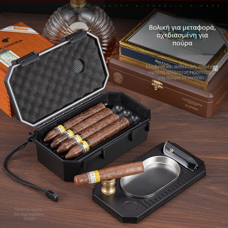 Φορητό κουτί πούρων, αδιάβροχο και σφραγισμένο, διπλού στρώματος, μεγάλη χωρητικότητα, σετ δέκα τεμαχίων (Μάρκα: HANNICOOK)