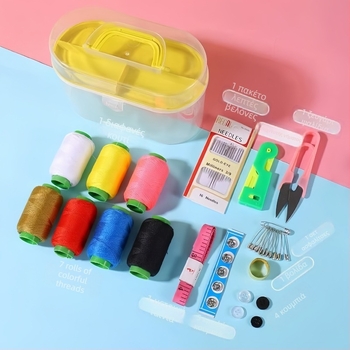 Φορητό σετ βελονιών και κλωστών σε πλαστικό κουτί — Κουτί για βελόνες και κλωστή, σειρά Needle and Thread Kit, βάρος περίπου 150 g