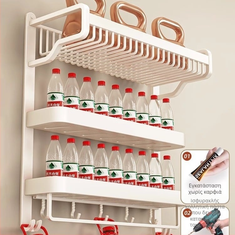 Jiayun αλουμινένιος 3-επίπεδος χωρίς διάτρηση ράφι για πετσέτες μπάνιου με αγκίστρια και ράβδο – φόρτωση 10 kg, επιφάνεια με πλαστικό ψεκασμό, μοντέρνος ελαφρύς πολυτελής σχεδιασμός