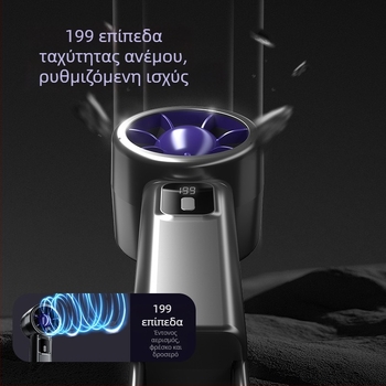 USB αναδιπλούμενος επιτραπέζιος ανεμιστήρας με ενσωματωμένη μπαταρία 1000–1200mAh, 6+ ταχύτητες, 5V 4,5W, θόρυβος 36–45 dB