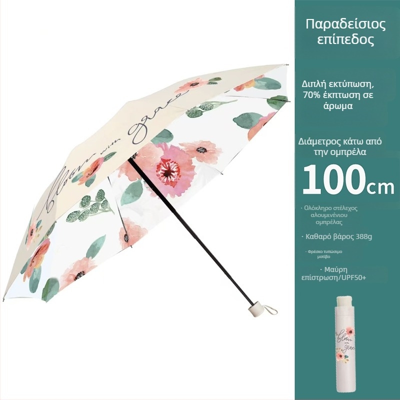 Heavenly ομπρέλα ήλιου-βροχής με διπλό στρώμα, UV προστασία UPF 50+, μεταλλικός σκελετός με 8 ράβδους και κεντρική ράβδος, μηχανισμός χειροκίνητης λειτουργίας άνοιγμα/κλείσιμο, ύφασμα από πολυεστέρα 210T