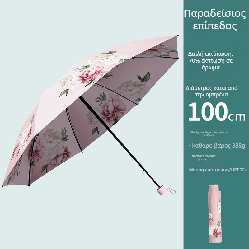 Heavenly ομπρέλα ήλιου-βροχής με διπλό στρώμα, UV προστασία UPF 50+, μεταλλικός σκελετός με 8 ράβδους και κεντρική ράβδος, μηχανισμός χειροκίνητης λειτουργίας άνοιγμα/κλείσιμο, ύφασμα από πολυεστέρα 210T