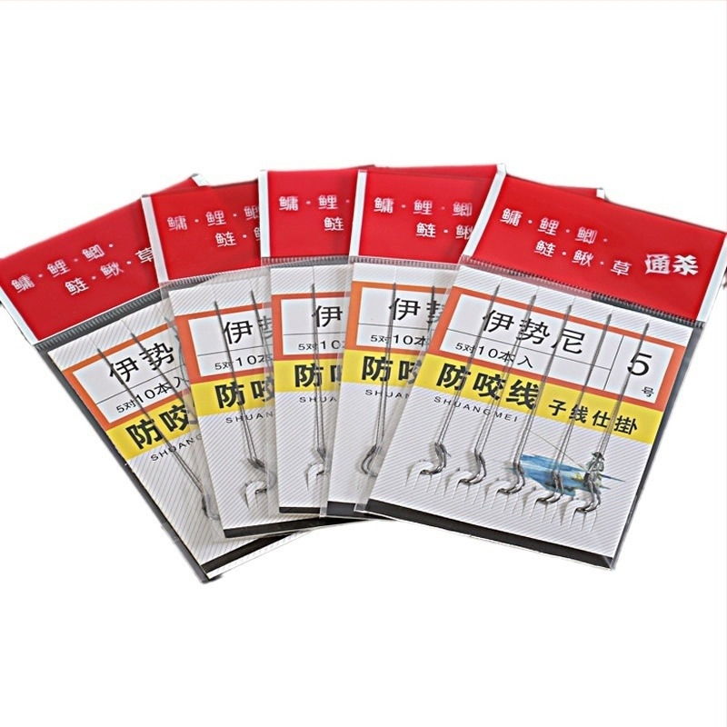 Αλιευτικά αγκίστρια προδεμένα, Iponi διπλό αγκίστρι, με αγκράβα, σετ 5 τεμαχίων (προδεμένα, Iponi, διπλό, αγκράβα, 5)