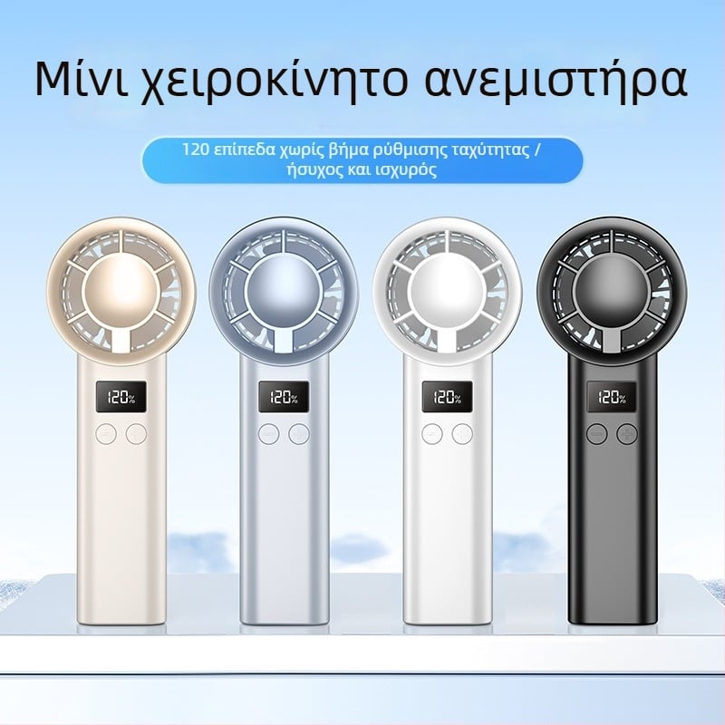 Φορητός ανεμιστήρας USB χειρός, 3 λεπίδες, ενσωματωμένη μπαταρία 1000–1200 mAh, τροφοδοσία USB, θόρυβος κάτω από 36 dB, 100 ρυθμίσεις ταχύτητας
