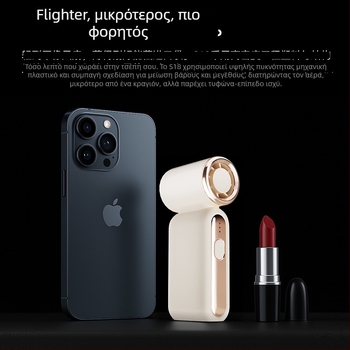 Χειροκίνητος φορητός ανεμιστήρας USB με 6+ λεπίδες, κινητήρας υψηλής ταχύτητας 20.000 RPM, ενσωματωμένη μπαταρία 2000–4000 mAh, 3 ταχύτητες, θόρυβος κάτω από 36 dB.