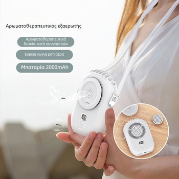 Φορητός ανεμιστήρας χωρίς λεπίδες για το λαιμό με USB, ενσωματωμένη μπαταρία 2000–4000mAh, 5W, 3 ταχύτητες, οθόνη LED