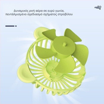 Φορητός ανεμιστήρας USB με 3 ταχύτητες, ενσωματωμένη μπαταρία 500–800 mAh, 5 λεπίδες, χαμηλός θόρυβος