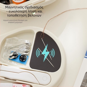Σετ ραπτικής με μαγνητικό, πολυλειτουργικό και φορητό σχεδιασμό, με χώρο αποθήκευσης εργαλείων για φοιτητικά κοιτώνες