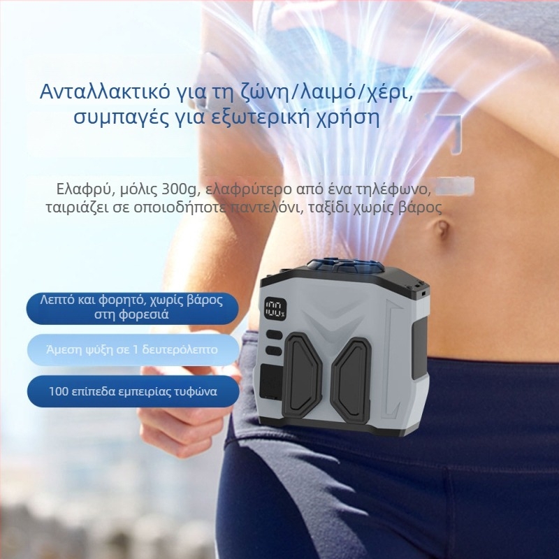 Φορητός ανεμιστήρας USB για τη μέση/λαιμό, με 5 λεπίδες, χωρίς ψήκτρες μοτέρ, μπαταρία 10000mAh, φόρτιση USB, χαμηλός θόρυβος