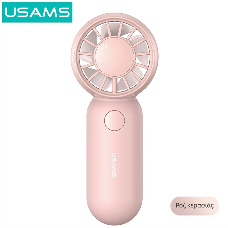 Χειροποίητος φορητός USB ανεμιστήρας με 5 φτερά από πλαστικό, ενσωματωμένη μπαταρία 500–800 mAh, φόρτιση USB, 3 ταχύτητες