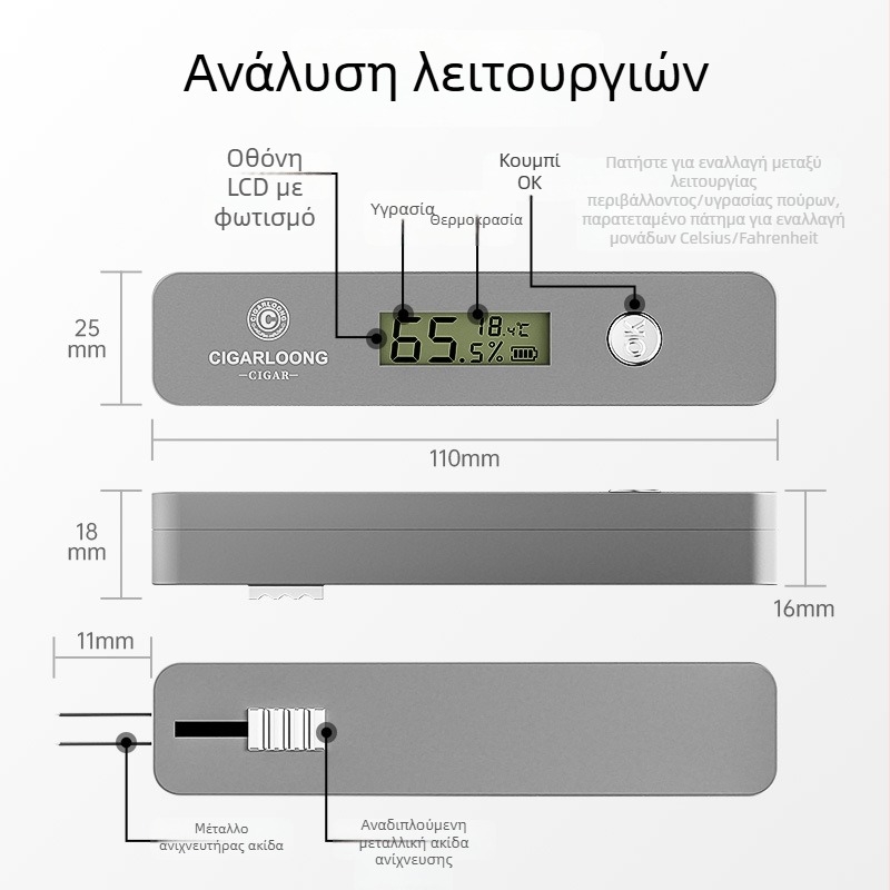 Μετρητής υγρασίας πούρων - μάρκα CIGARLOONG/Cigarloong, μοντέλο CX-25IT, υλικό: πλαστικό, στυλ: ελαφριά πολυτέλεια, απλός σχεδιασμός