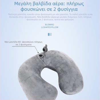 Φουσκωτό μαξιλάρι λαιμού σε σχήμα U με γέμισμα από πολυεστερικές ίνες και ύφασμα από νοτιοκορεατικό βελούρο, μοντέρνος μινιμαλισμός, ταξιδιωτικό μαξιλάρι, βάρος έως 0,5 kg