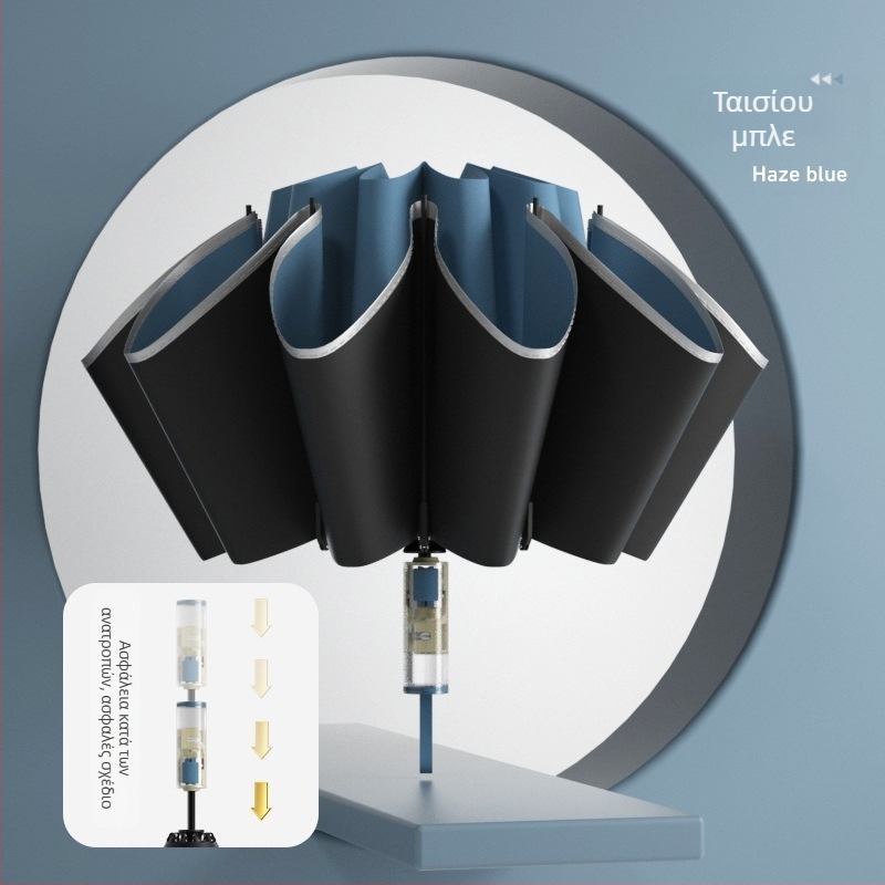 Ομπρέλα τριών τμημάτων με εξωτερική ανάστροφη κίνηση, πλήρως αυτόματη έναρξη/κλείσιμο, 10 ακτίνες, UPF > 50, ύφασμα 190T