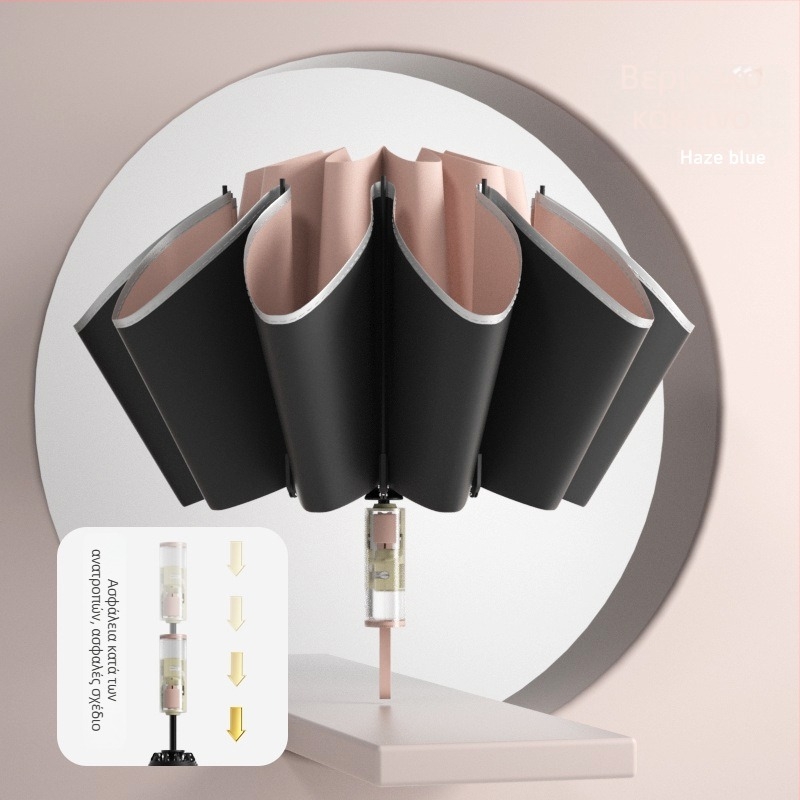 Ομπρέλα τριών τμημάτων με εξωτερική ανάστροφη κίνηση, πλήρως αυτόματη έναρξη/κλείσιμο, 10 ακτίνες, UPF > 50, ύφασμα 190T