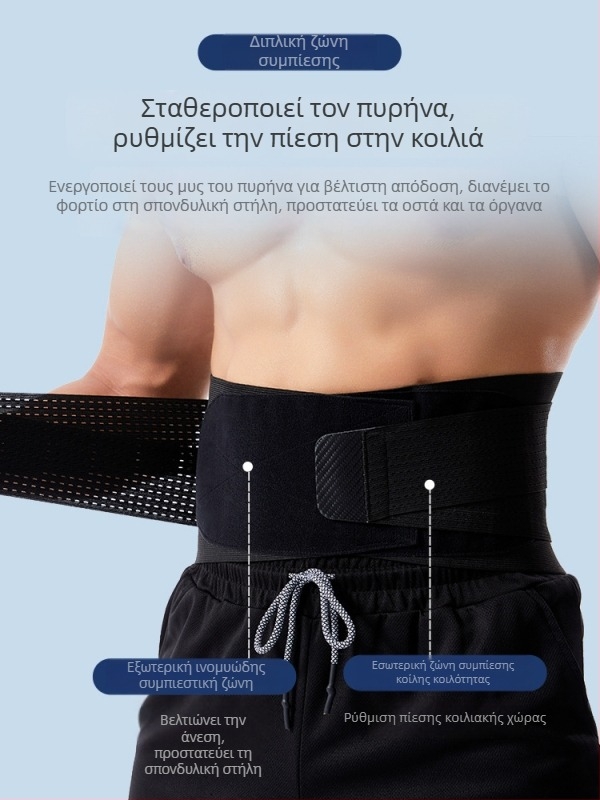 Ζώνη μέσης με υποστήριξη, ρυθμιζόμενη πίεση και ελατήριο για καθίσματα και τρέξιμο – πολυεστερική ίνα