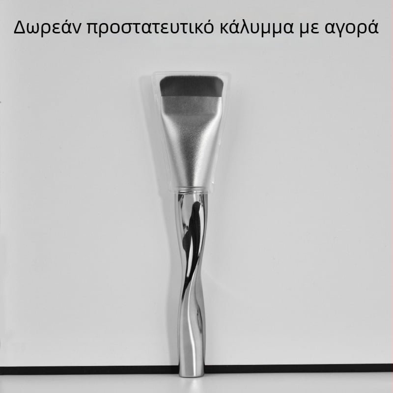 Πινέλο μακιγιάζ με επίπεδη κεφαλή για θεμέλιο, μάσκα προσώπου και κονσίλερ; υπερ-λεπτό σχέδιο χωρίς γραμμές (Συνθετικές ίνες · Πλαστικό χειριστήριο · Μακριά λαβή · 1 τεμάχιο · Hengrun)