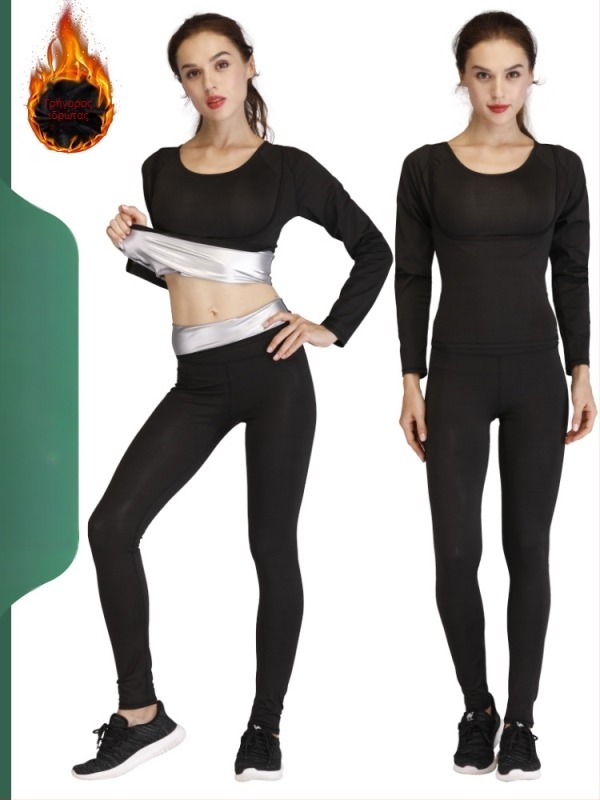 Γυναικείο σετ Lycra για fitness με κορυφή και παντελόνια — μονόχρωμο; 82% πολυεστέρας / 18% σπάντεξ; επένδυση με ασημένιο φιλμ 100; κατάλληλο για όλες τις εποχές; για τρέξιμο και γυμναστική